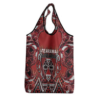 Aotearoa Te Arawa Grocery Bag Maori Tribal Dark Red Paua Shell Pattern