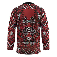 Aotearoa Te Arawa Hockey Jersey Maori Tribal Dark Red Paua Shell Pattern