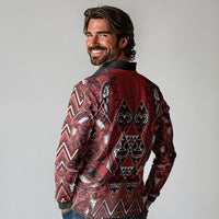Aotearoa Te Arawa Long Sleeve Polo Shirt Maori Tribal Dark Red Paua Shell Pattern