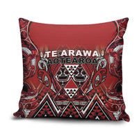 Aotearoa Te Arawa Pillow Cover Maori Tribal Dark Red Paua Shell Pattern
