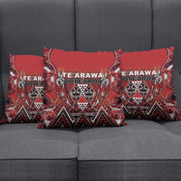 Aotearoa Te Arawa Pillow Cover Maori Tribal Dark Red Paua Shell Pattern