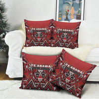 Aotearoa Te Arawa Pillow Cover Maori Tribal Dark Red Paua Shell Pattern