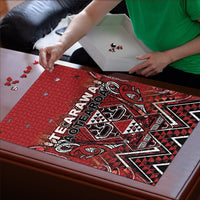 Aotearoa Te Arawa Puzzle Maori Tribal Dark Red Paua Shell Pattern