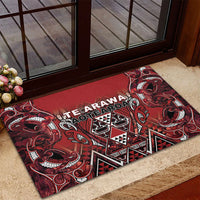 Aotearoa Te Arawa Rubber Doormat Maori Tribal Dark Red Paua Shell Pattern