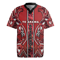 Aotearoa Te Arawa Rugby Jersey Maori Tribal Dark Red Paua Shell Pattern