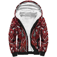 Aotearoa Te Arawa Sherpa Hoodie Maori Tribal Dark Red Paua Shell Pattern