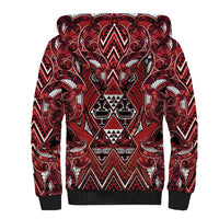 Aotearoa Te Arawa Sherpa Hoodie Maori Tribal Dark Red Paua Shell Pattern