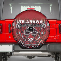 Aotearoa Te Arawa Spare Tire Cover Maori Tribal Dark Red Paua Shell Pattern