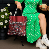 Aotearoa Te Arawa Tote Bag Maori Tribal Dark Red Paua Shell Pattern