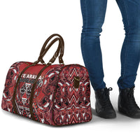 Aotearoa Te Arawa Travel Bag Maori Tribal Dark Red Paua Shell Pattern