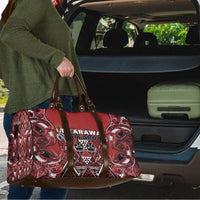 Aotearoa Te Arawa Travel Bag Maori Tribal Dark Red Paua Shell Pattern