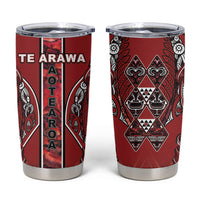 Aotearoa Te Arawa Tumbler Cup Maori Tribal Dark Red Paua Shell Pattern