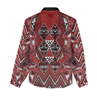 Aotearoa Te Arawa Women Casual Shirt Maori Tribal Dark Red Paua Shell Pattern