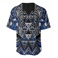 Aotearoa Tuwharetoa Baseball Jersey Maori Tribal Navy Paua Shell Pattern
