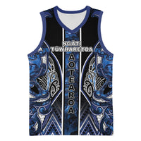 Aotearoa Tuwharetoa Basketball Jersey Maori Tribal Navy Paua Shell Pattern