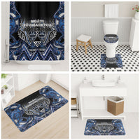 Aotearoa Tuwharetoa Bathroom Set Maori Tribal Navy Paua Shell Pattern
