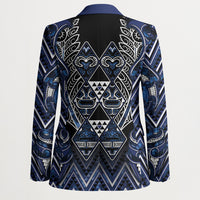 Aotearoa Tuwharetoa Blazer Maori Tribal Navy Paua Shell Pattern
