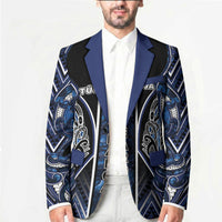 Aotearoa Tuwharetoa Blazer Maori Tribal Navy Paua Shell Pattern