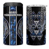 Aotearoa Tuwharetoa 4 in 1 Can Cooler Tumbler Maori Tribal Navy Paua Shell Pattern