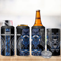 Aotearoa Tuwharetoa 4 in 1 Can Cooler Tumbler Maori Tribal Navy Paua Shell Pattern