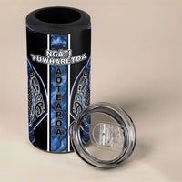 Aotearoa Tuwharetoa 4 in 1 Can Cooler Tumbler Maori Tribal Navy Paua Shell Pattern