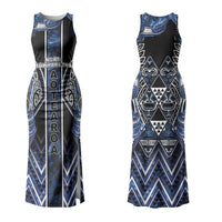 Aotearoa Tuwharetoa Couples Matching Tank Maxi Dress and Hawaiian Shirt Maori Tribal Navy Paua Shell Pattern