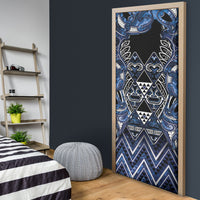 Aotearoa Tuwharetoa Door Cover Maori Tribal Navy Paua Shell Pattern