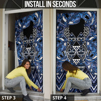 Aotearoa Tuwharetoa Door Cover Maori Tribal Navy Paua Shell Pattern