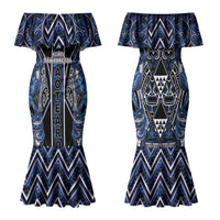Aotearoa Tuwharetoa Family Matching Mermaid Dress and Hawaiian Shirt Maori Tribal Navy Paua Shell Pattern