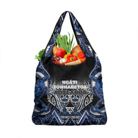 Aotearoa Tuwharetoa Grocery Bag Maori Tribal Navy Paua Shell Pattern