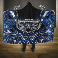 Aotearoa Tuwharetoa Hooded Blanket Maori Tribal Navy Paua Shell Pattern