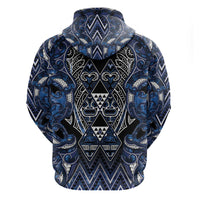 Aotearoa Tuwharetoa Hoodie Maori Tribal Navy Paua Shell Pattern