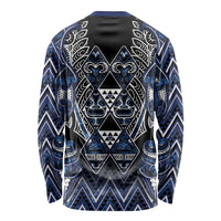 Aotearoa Tuwharetoa Long Sleeve Shirt Maori Tribal Navy Paua Shell Pattern