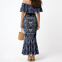 Aotearoa Tuwharetoa Mermaid Dress Maori Tribal Navy Paua Shell Pattern