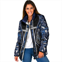 Aotearoa Tuwharetoa Padded Jacket Maori Tribal Navy Paua Shell Pattern
