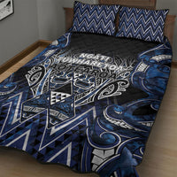 Aotearoa Tuwharetoa Quilt Bed Set Maori Tribal Navy Paua Shell Pattern