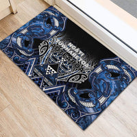 Aotearoa Tuwharetoa Rubber Doormat Maori Tribal Navy Paua Shell Pattern