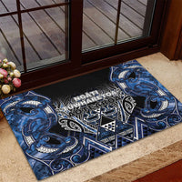 Aotearoa Tuwharetoa Rubber Doormat Maori Tribal Navy Paua Shell Pattern