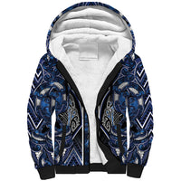 Aotearoa Tuwharetoa Sherpa Hoodie Maori Tribal Navy Paua Shell Pattern