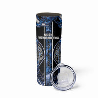 Aotearoa Tuwharetoa Skinny Tumbler Maori Tribal Navy Paua Shell Pattern
