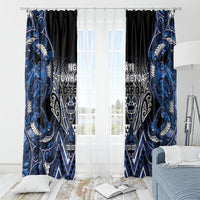 Aotearoa Tuwharetoa Window Curtain Maori Tribal Navy Paua Shell Pattern