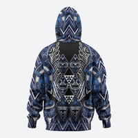 Aotearoa Tuwharetoa Zip Hoodie Maori Tribal Navy Paua Shell Pattern