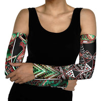 Aotearoa Ngai Tuhoe Arm Sleeves Maori Tribal Red And Green Paua Shell Pattern