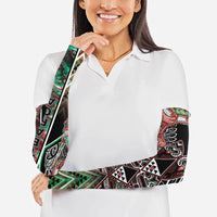 Aotearoa Ngai Tuhoe Arm Sleeves Maori Tribal Red And Green Paua Shell Pattern