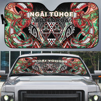 Aotearoa Ngai Tuhoe Auto Sun Shade Maori Tribal Red And Green Paua Shell Pattern
