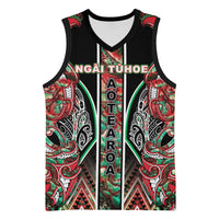 Aotearoa Ngai Tuhoe Basketball Jersey Maori Tribal Red And Green Paua Shell Pattern