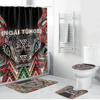 Aotearoa Ngai Tuhoe Bathroom Set Maori Tribal Red And Green Paua Shell Pattern
