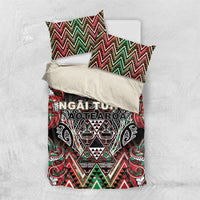 Aotearoa Ngai Tuhoe Bedding Set Maori Tribal Red And Green Paua Shell Pattern