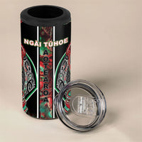 Aotearoa Ngai Tuhoe 4 in 1 Can Cooler Tumbler Maori Tribal Red And Green Paua Shell Pattern