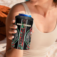 Aotearoa Ngai Tuhoe 4 in 1 Can Cooler Tumbler Maori Tribal Red And Green Paua Shell Pattern